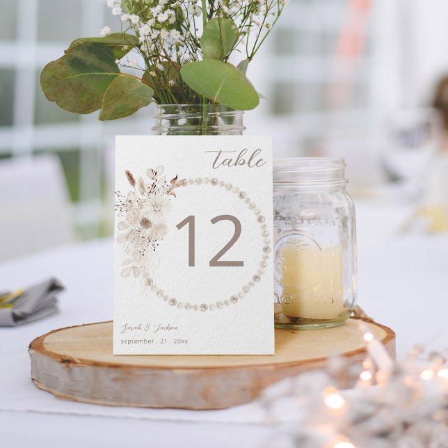 Pearls & White Blommigt Beige 2 Bordsnummer (Skapare uppladdad)