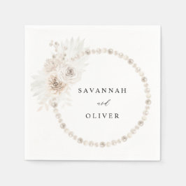 Pearls & White Blommigt Namn Napkins 2 Pappersservett