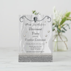 Pearls & White Silke Pension Party Inbjudningar