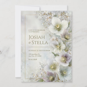 Pearly Hellebore Eterskt Botaniskt Ram Bröllop Inbjudningar