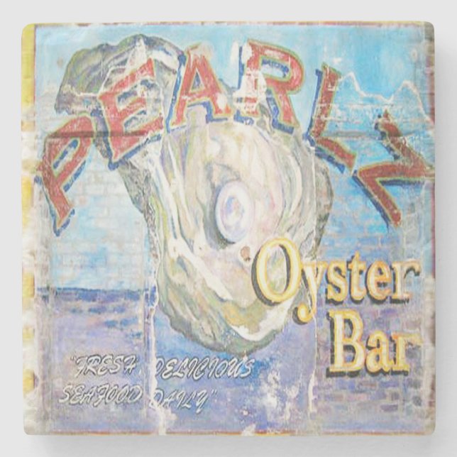 Pearlz Oyster Pub Charleston, SC. Marble Underlägg (Framsidan)