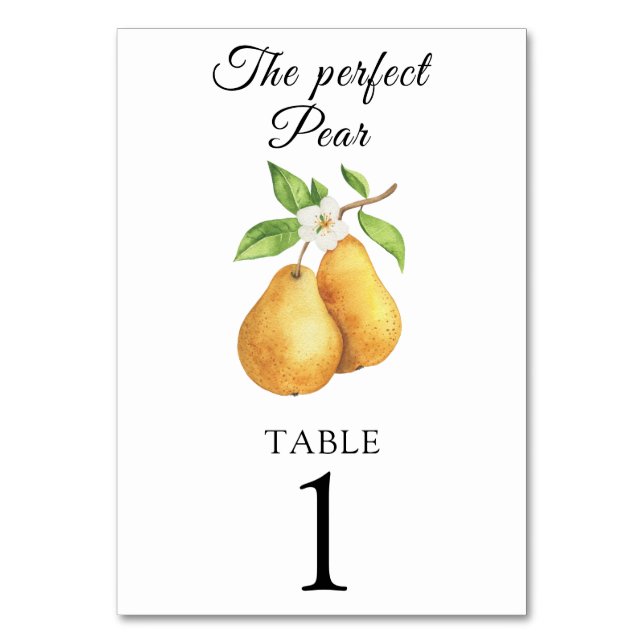Pears brudshowers - bröllops bord nummer bordsnummer (Framsidan)