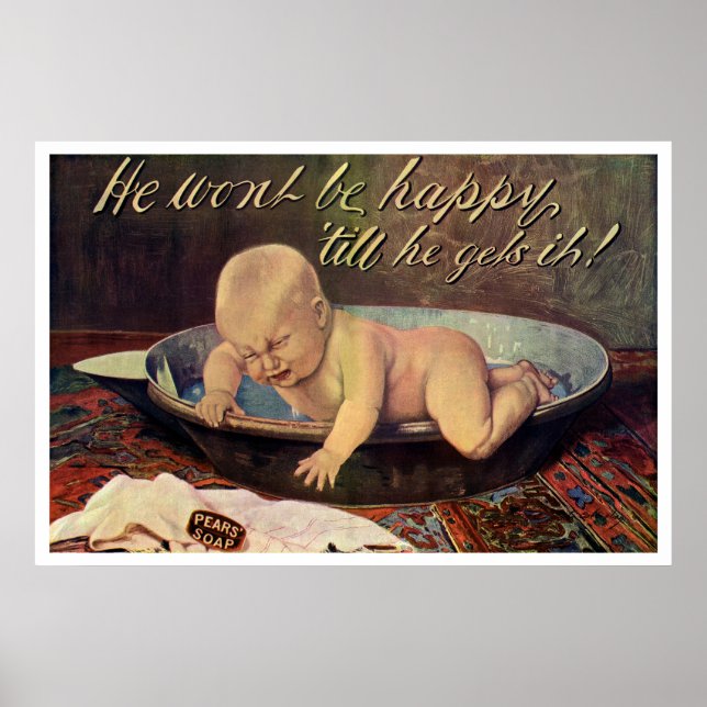 Pears Soap Advertisement Circa 1911 - Baby Bath Poster (Framsidan)