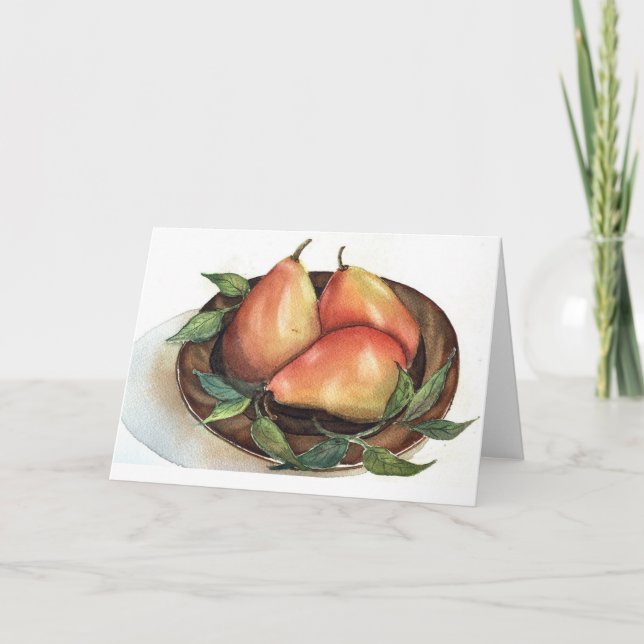 Pears Watercolor still Life Notecard Kort (Framsida)