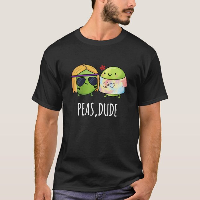 Peas Boy Funny Hippie Pea Pun Mörk BG T Shirt (Framsida)
