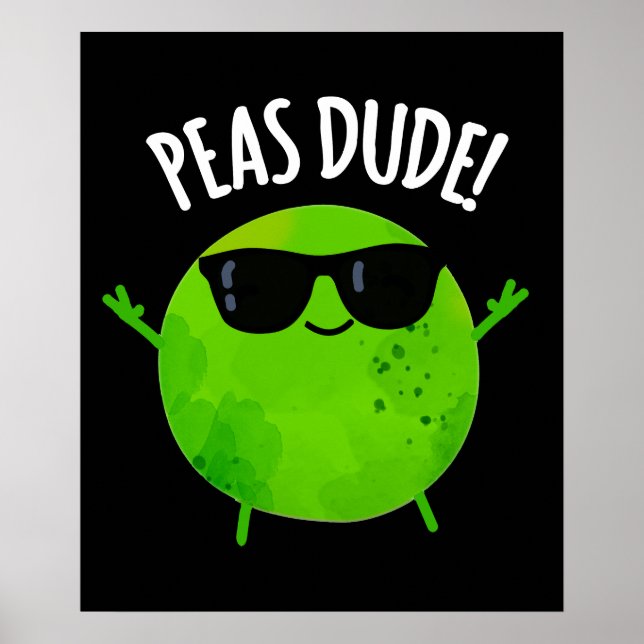 Peas Grany Veggie Pea Pun Mörk BG Poster (Framsidan)