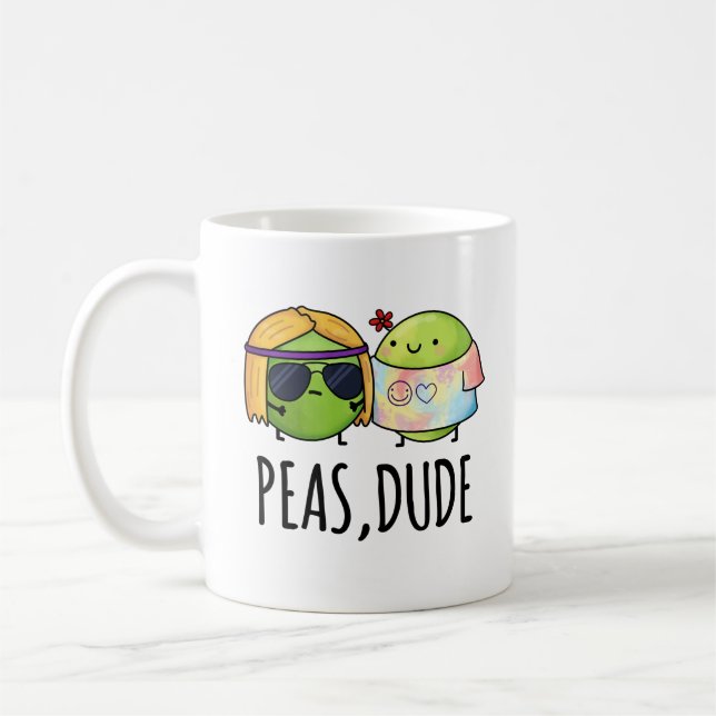 Peas Killen Funny Hippie Pea Pun Kaffemugg (Vänster)
