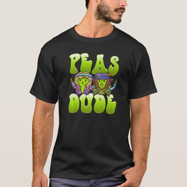 Peas Killen Hippie Peas Foodie Peace Pun T Shirt (Framsida)