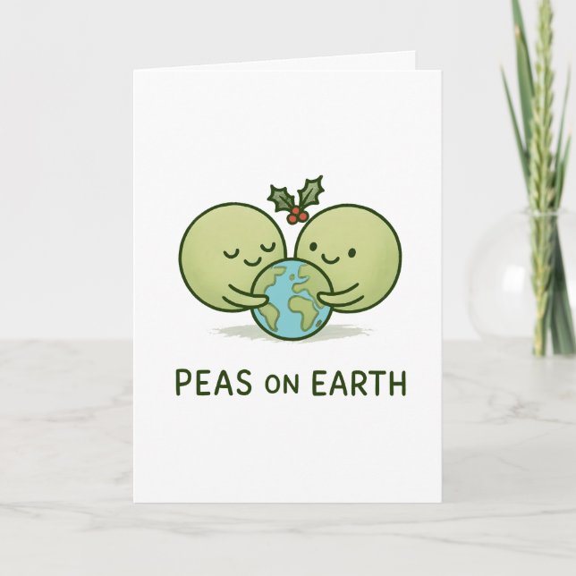 Peas on Earth - Funny Christmas Pun Card Helgkort (Framsida)