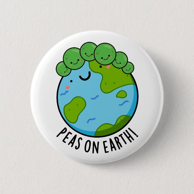 Peas on Earth Funny Veggie Peace Pun Knapp (Framsida)