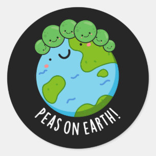 Peas on Earth Funny Veggie Peace Pun Mörk BG Runt Klistermärke