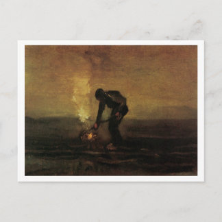 Peasant Burning Ogräs, Vincent van Gogh Vykort