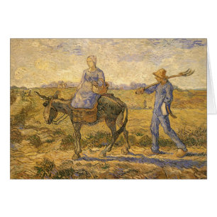 Peasant Couple går till jobbet av Vincent van Gogh Hälsningskort