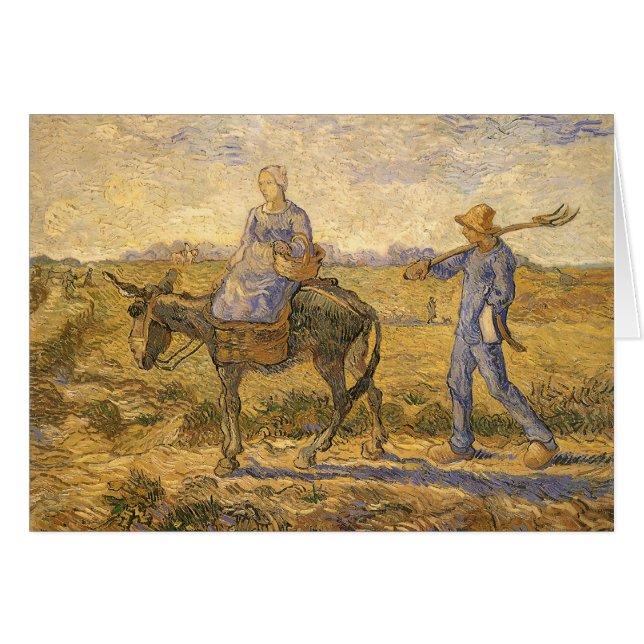 Peasant Couple går till jobbet av Vincent van Gogh Hälsningskort (Framsidan Horizontal)