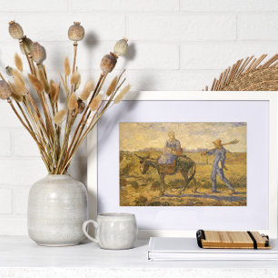 Peasant Couple går till jobbet av Vincent van Gogh Poster