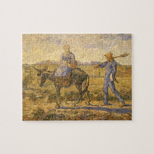Peasant Couple går till jobbet av Vincent van Gogh Pussel (Horisontell)