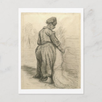 Peasant Woman Binding Sheaf, Vincent van Gogh Vykort