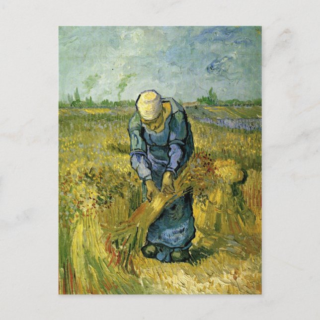 Peasant Woman Binding Sheaves, Vincent van Gogh Vykort (Framsida)