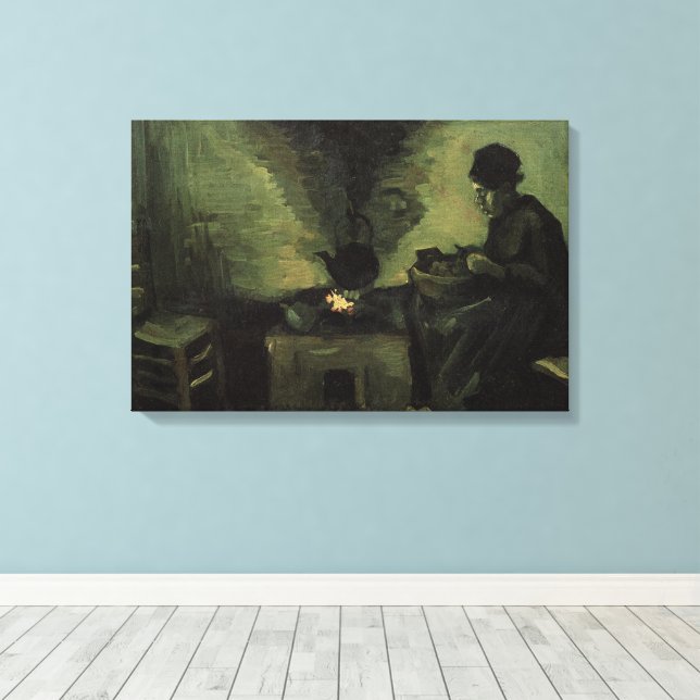 Peasant Woman, Fireplace, Vincent van Gogh Canvastryck (Insitu (trägolv))