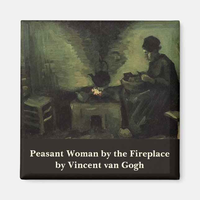 Peasant Woman, Fireplace, Vincent van Gogh Magnet (Framsidan)