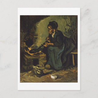 Peasant Woman från Fireplace, Vincent van Gogh Vykort
