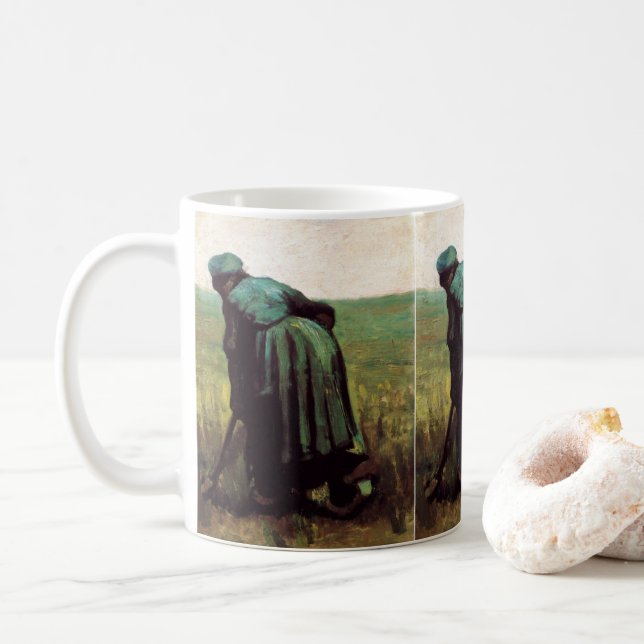 Peasant Woman Grävande av Vincent van Gogh Kaffemugg (Med munk)