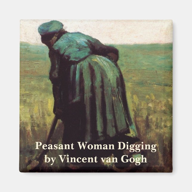 Peasant Woman Grävande av Vincent van Gogh Magnet (Framsidan)