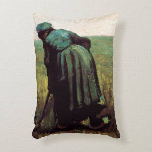 Peasant Woman Grävande av Vincent van Gogh Prydnadskudde