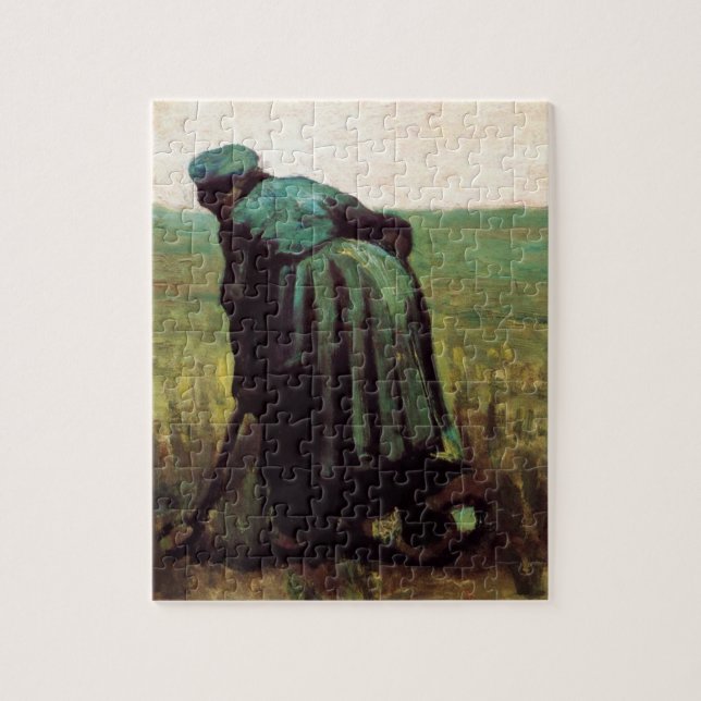 Peasant Woman Grävande av Vincent van Gogh Pussel (Vertikal)
