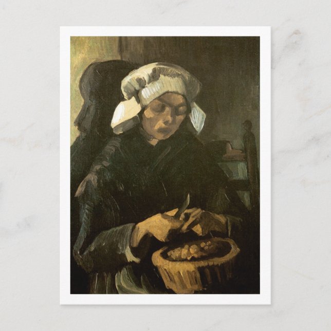 Peasant Woman Peeling Potatis, Vincent van Gogh Vykort (Framsida)