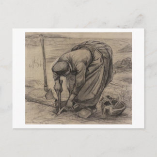 Peasant Woman Planting Beets, Vincent van Gogh Vykort