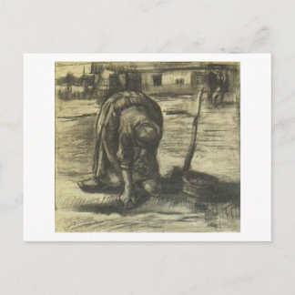 Peasant Woman Planting Potatis, Vincent van Gogh Vykort
