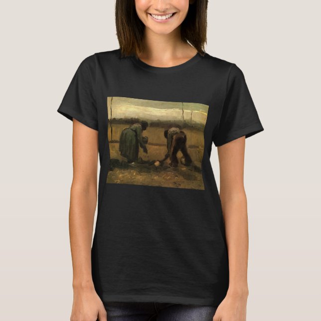 Peasant Woman Planting Potato av Vincent van Gogh T Shirt (Framsida)