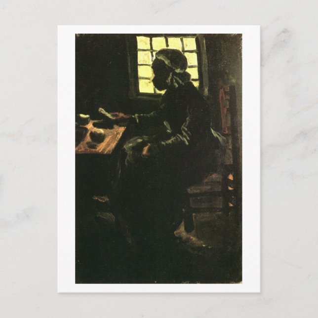 Peasant Woman som tar Meal, Vincent van Gogh Vykort (Framsida)