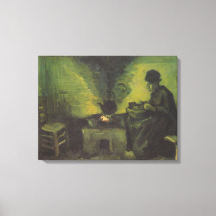Peasant-women Sitta vid HEarth-fire av Van Go Canvastryck