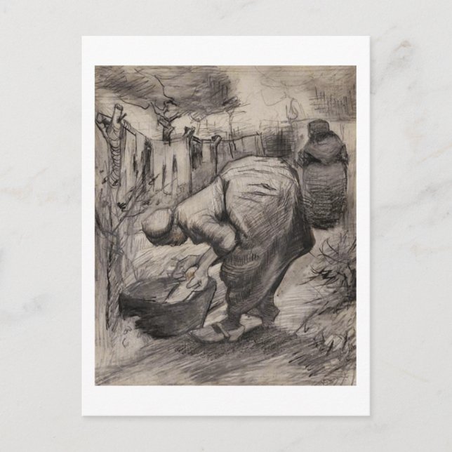 Peasant Women, Washington & Tvätt, Vincent van Gog Vykort (Framsida)