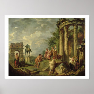 Peasants Of Roman Ruins, 1743 (olja på canvas) Poster