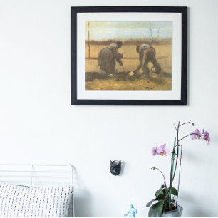 Peasants Planting Potatis av Vincent van Gogh Poster