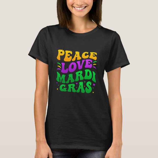 Peave Kärlek Mardi Gras Retro Mardi Gras 2023 Mana T Shirt (Framsida)