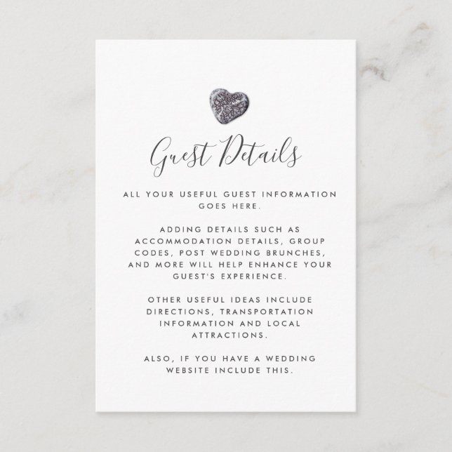 Pebble Heart Discovery Gästinformation Detaljer Tilläggskort (Framsida)