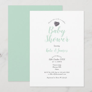Pebble Heart Par Baby Shower / Sprinkle Inbjudningar