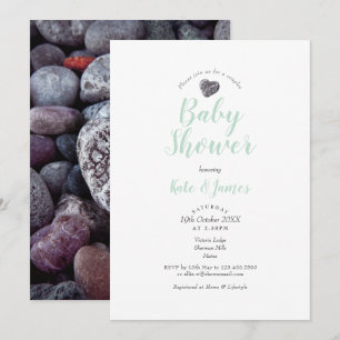 Pebble Heart Par Baby Shower / Sprinkle Inbjudningar