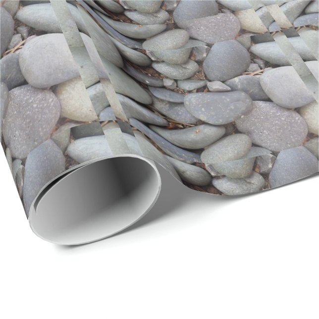 Pebble Stones Grått Stone Bricks Presentpapper (Rullad Hörn)
