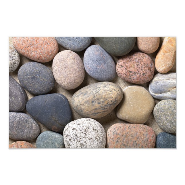 Pebble Stones on Sand for Background Fototryck (Framsidan)