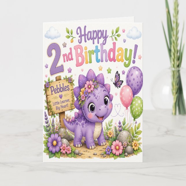 Pebbles Dino-Mite 2-årsdag Kort (Framsida)