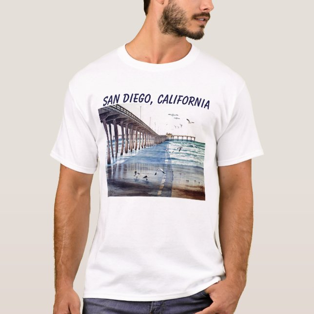 PEC FÖR HAVSTRANDPIR J, SAN DIEGO, KALIFORNIEN T-SHIRT (Framsida)