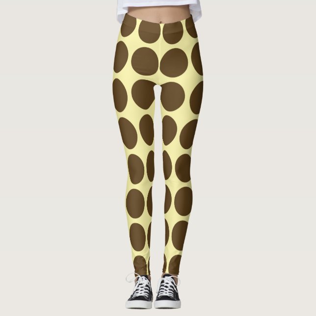 Pecan Cream Neutralt Dots Leggings (Framsida)