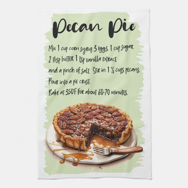 Pecan Paj Baking Recipe Kökshandduk (Vertikal)