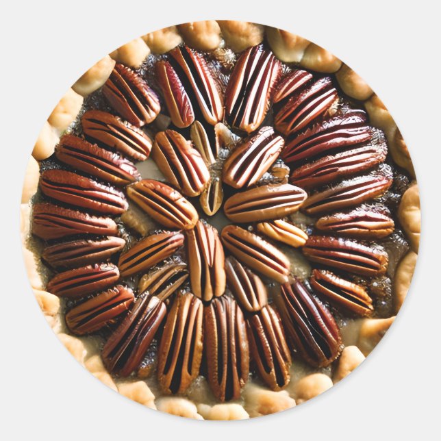 Pecan Paj Food Runt Klistermärke (Framsida)