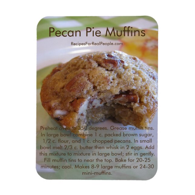 Pecan Paj Muffins Recipe on Refrigerator Magnet (Vertikal)